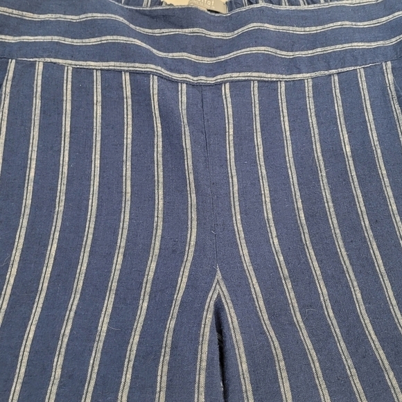 Habitat Linen Blend Blue White Striped Wide Leg Cropped Pull-On Pants - Size M - Picture 4 of 11